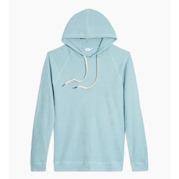 Onia Shirts Nwt Onia Aaron Waffle Hoodie In Moodysea Blue